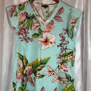 For Cynthia Tropical‎ Floral linen Blouse size medium